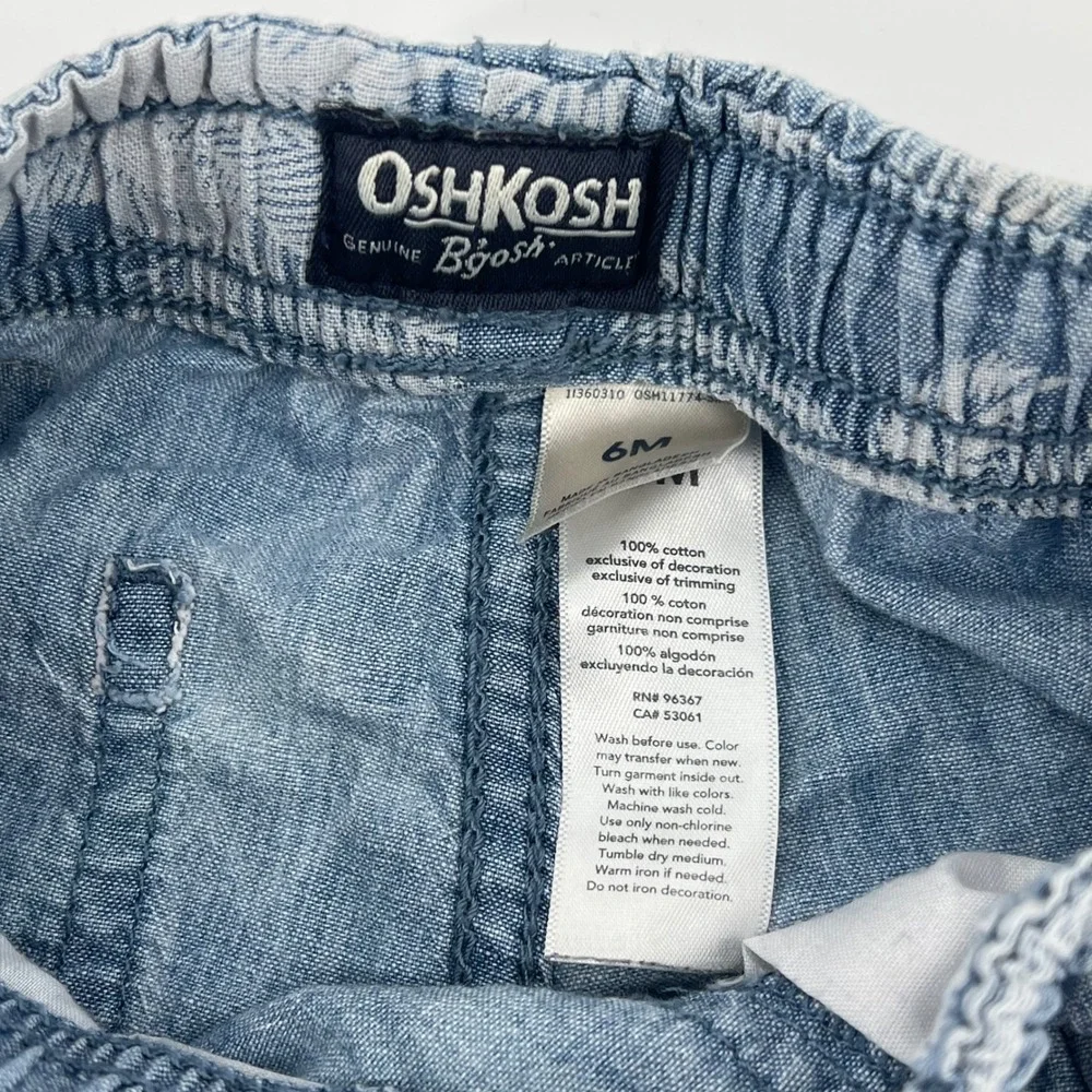 OshKosh Bgosh Baby Blue Palm Tree Print‎ Cotton Shorts 6M Elastic Waist